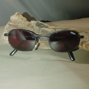 Sunglasses Zippo License Branded made in Italy Oval Black Frame Brown Lenses